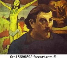 1889 Oil On Canvas Private Collection Art Print - Self-Portrait With Yellow Christ
