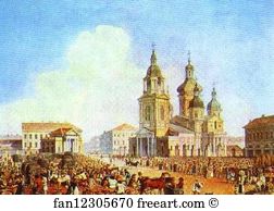 1826 Art Print - Sennaya Square In St. Petersburg