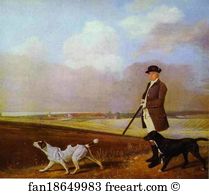 1776 Oil On Canvas Private Collection Art Print - Sir John Nelthorpe At Shooting With Two Pointers