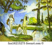 1874 Oil On Canvas The Art Museum Art Print - Six Women Bathing