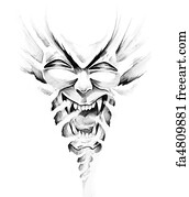 Free art print of Sketch of tattoo art, anger dragon with white fire ...