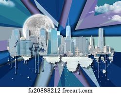 Free art print of Cartoon New York Skyline. Cartoon silhouette of the