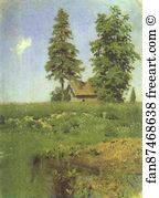 Kostroma Art Print - Small Hut In A Meadow