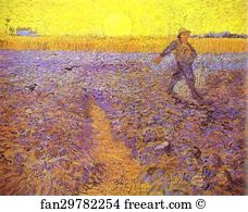 Setting Art Print - Sower With Setting Sun (After Millet)