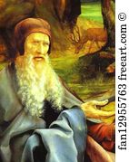 St Paul The Hermit Art Print - St Anthony Visiting St Paul The Hermit In The Desert. Detail. St. Anthony