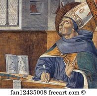 Vision Of St Augustine Art Print - St. Augustine's Vision Of St. Jerome. Detail
