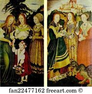 The Dresden Altarpiece Art Print - St Catherine Altarpiece (Left And Right Wings)