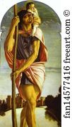 St Vincent Ferrar Polyptych Art Print - St. Christopher (Detail Of Panel Of St. Vincent Ferrar Polyptych)