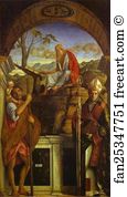 St Christopher Art Print - St. Christopher, St. Jerome, And St. Louis