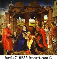 1455 Art Print - St. Columba Altarpiece. Adoration Of The Magi. Central Part