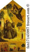 St Francis Receiving The Stigmata Art Print - St. Francis Receiving The Stigmata With Three Scenes From His Legend: The Vision Of Pope Innocent Iii, The Pope Receiving The Statutes Of The Order Of St. Francis, And St. Francis Preaching To The Birds