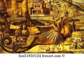 Dragon Art Print - St. George And The Dragon. Detail