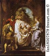 Gregory Art Print - St. Gregory, St. Maurus, St. Papianus And St. Domitilla