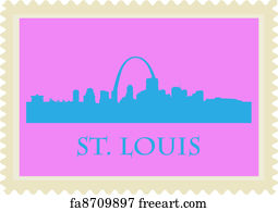 Free art print of City of St. Louis skyline. Image of St. Louis downtown with Gateway Arch at ...