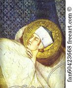 1317 1319 Detail Fresco Chapel Of St Martin Art Print - St. Martin's Dream
