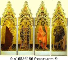 Bari Art Print - St. Mary Magdalene, St. Nicholas Of Bari, St. John The Baptist, St. George. Side Panels Of The Quaratesi Polyptych