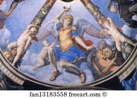 1541 Fresco Palazzo Vecchio Art Print - St. Michael Fighting The Devil