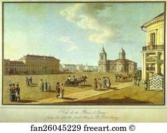 1800s Art Print - St. Petersburg. View Of Isakiensky Square As Seen From The Siniy (Blue) Bridge