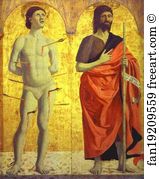 Techniques Art Print - St. Sebastian And St. John The Baptist. Left Side Panel Of The Polyptych Of The Misericordia