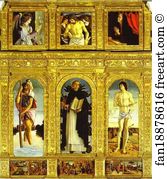 Predella The Annunciation Art Print - St. Vincent Ferrar Polyptych, With St. Christopher, St. Vincent Ferrar, And St. Sebastian