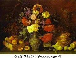 1839 Oil On Canvas The Tretyakov Gallery Art Print - Still-Life. Flowers And Fruit