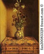 Pray Art Print - Still Life With A Jug With Flowers. The Reverse Side Of The Portrait Of A Praying Man