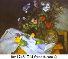Still Life With Flowers And Fruit Art Print - Still Life With Flowers And Fruit