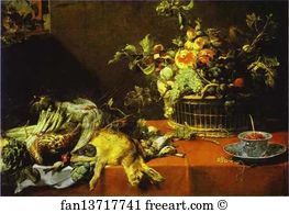 Fruit Basket Art Print - Still Life With Fruit Basket And Game