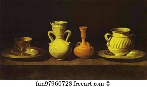 Francisco De Zurbaran Art Print - Still Life With Pottery