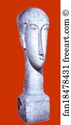 Limestone Art Print - Stone Head