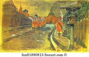 Strelets Art Print - Strelets Patrol At The Ilyinsky Gates In Old Moscow