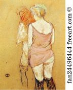 Inspection Art Print - Study For The Medical Inspection: Two Women, Partially Undressed, Seen From Their Back