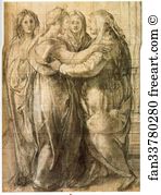 Black Chalk Galleria Degli Uffizi Art Print - Study For The Visitation