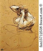 Brushing Art Print - Study For Woman Brushing Her Hair