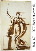 Perhaps Art Print - Study Of A Striding Female Figure, Perhaps For 'emma Hart As Circe'