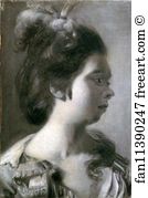 Feathers Art Print - Study Of A Young Girl With Feathers In Her Hair