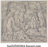 Woman Bath Art Print - Study Of Four Women Bathing