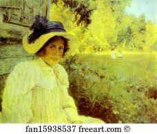 Portrait Of Olga Serova Art Print - Summertime. Portrait Of Olga Serova