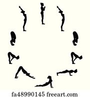 Free art print of Stick figure woman sequence poses of sun salutation ...