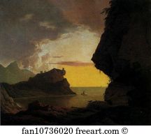 1785 Oil On Canvas Private Collection Art Print - Sunset On The Coast Near Naples