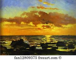 Livorno Art Print - Sunset On The Sea At Livorno