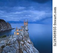 Free art print of Swallow's Nest Castle Sideview in Sunset HDR. Swallow