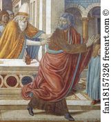 1491 Transferred Frescoes Biblioteca Comunale Art Print - Tabernacle Of The Visitation: Expulsion Of Joachim From The Temple. Detail