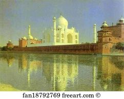 1874 Oil On Canvas The Tretyakov Gallery Art Print - Taj Mahal Mausoleum In Agra