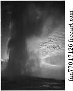 Or Art Print - Taken At Dusk Or Dawn From Various Angles During Eruption. "old Faithful Geyser, Yellowstone National Park, " Wyoming. (Vertical Orientation). Photographs Of National Parks And Monuments, Compiled 1941 - 1942, Documenting The Period Ca. 1933 - 1942.