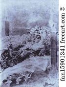 Lermontov Art Print - Tamara Lying In State. Illustration For The Demon By Mikhail Lermontov