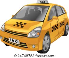 Free art print of Yellow taxi car vector drawing illustration. The