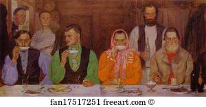 1903 Gouache Art Print - Tea-Drinking
