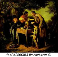Tea Art Print - Tea-Party At Mytishchi Near Moscow
