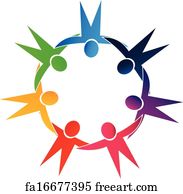 Free art print of Teamwork people holding hands logo. Teamwork colorful ...